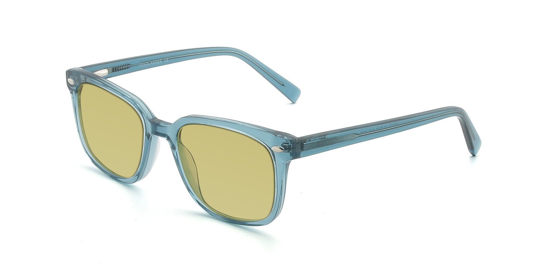 Angle of 17349 in Transparent Cyan with Medium Champagne Tinted Lenses