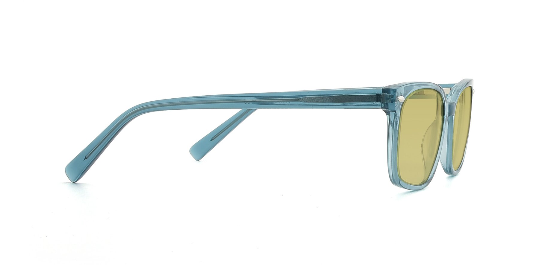 Side of 17349 in Transparent Cyan with Medium Champagne Tinted Lenses