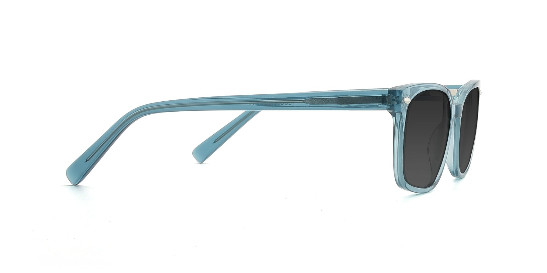 Side of 17349 in Transparent Cyan with Gray Tinted Lenses