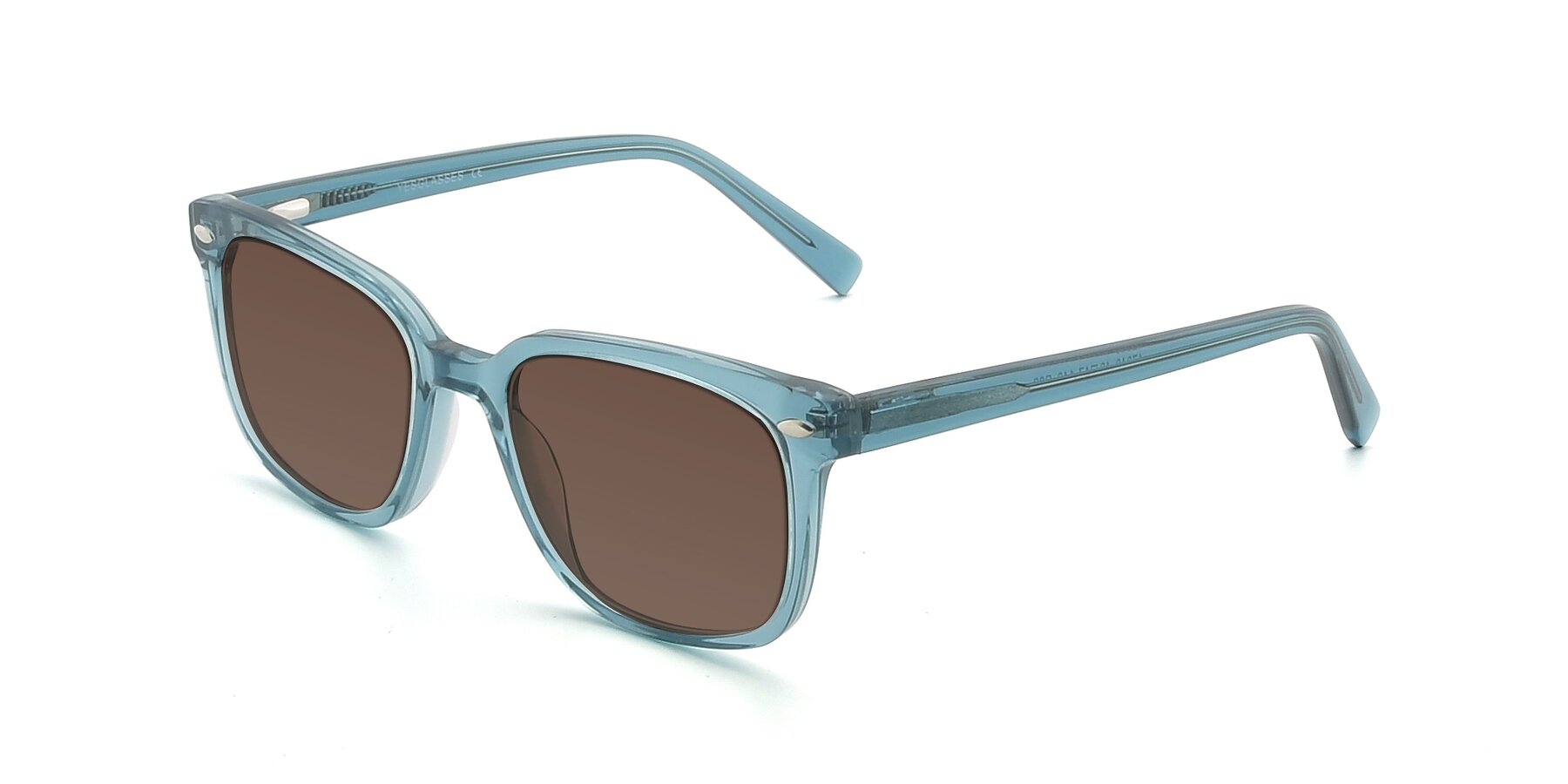 Angle of 17349 in Transparent Cyan with Brown Tinted Lenses
