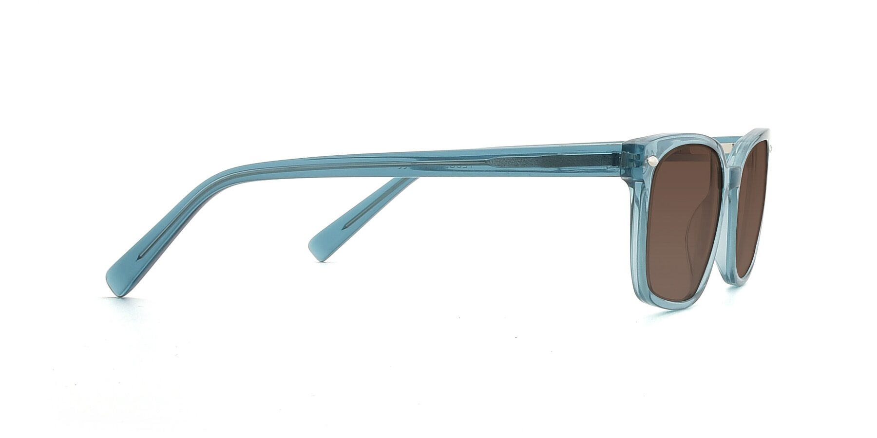 Side of 17349 in Transparent Cyan with Brown Tinted Lenses