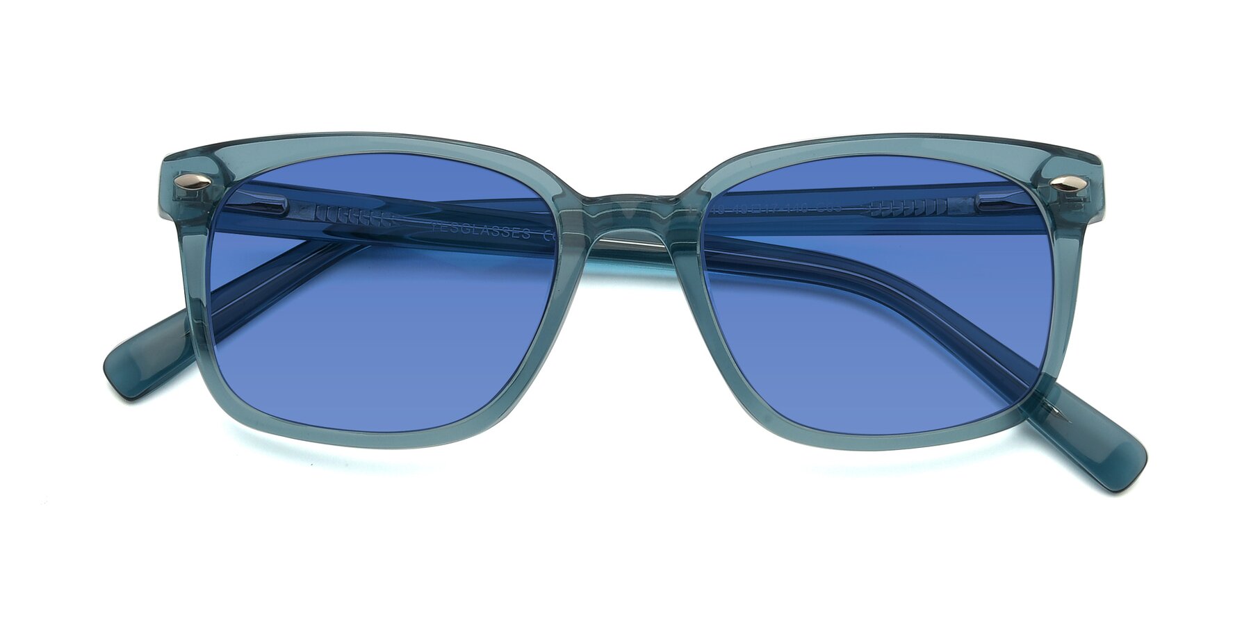Folded Front of 17349 in Transparent Cyan with Blue Tinted Lenses