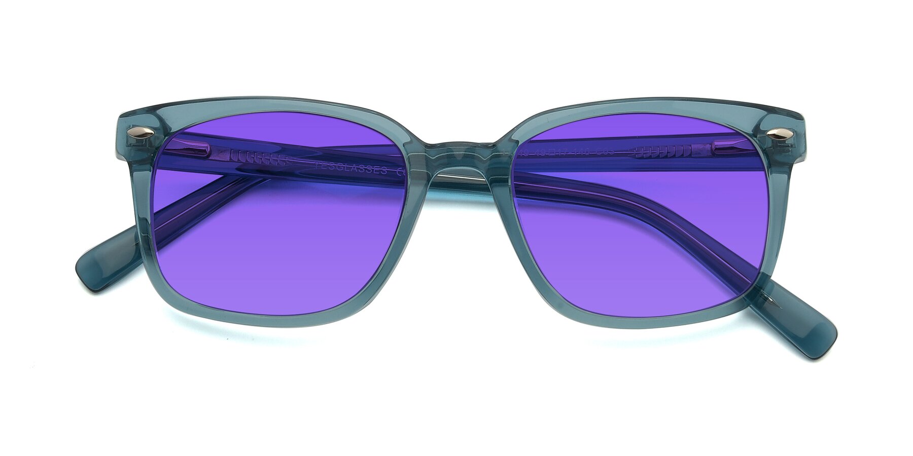 Folded Front of 17349 in Transparent Cyan with Purple Tinted Lenses