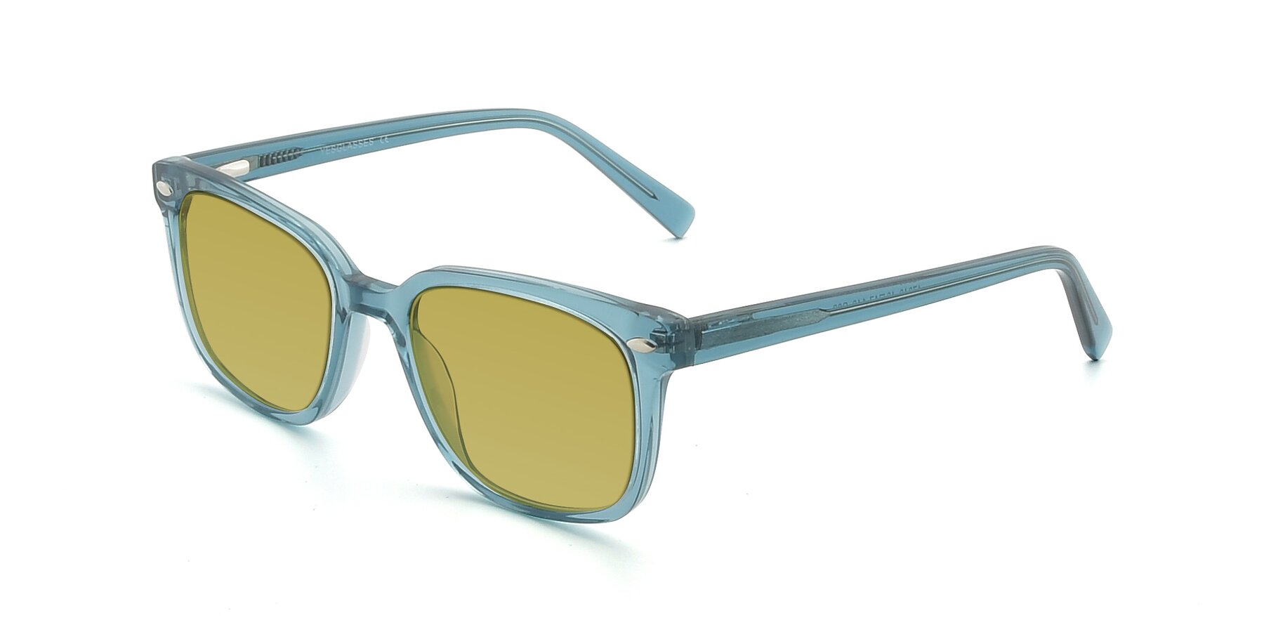 Angle of 17349 in Transparent Cyan with Champagne Tinted Lenses