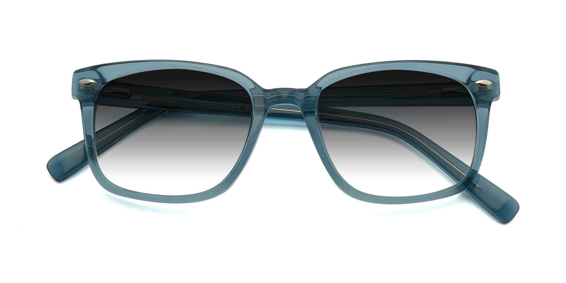 Folded Front of 17349 in Transparent Cyan with Gray Gradient Lenses
