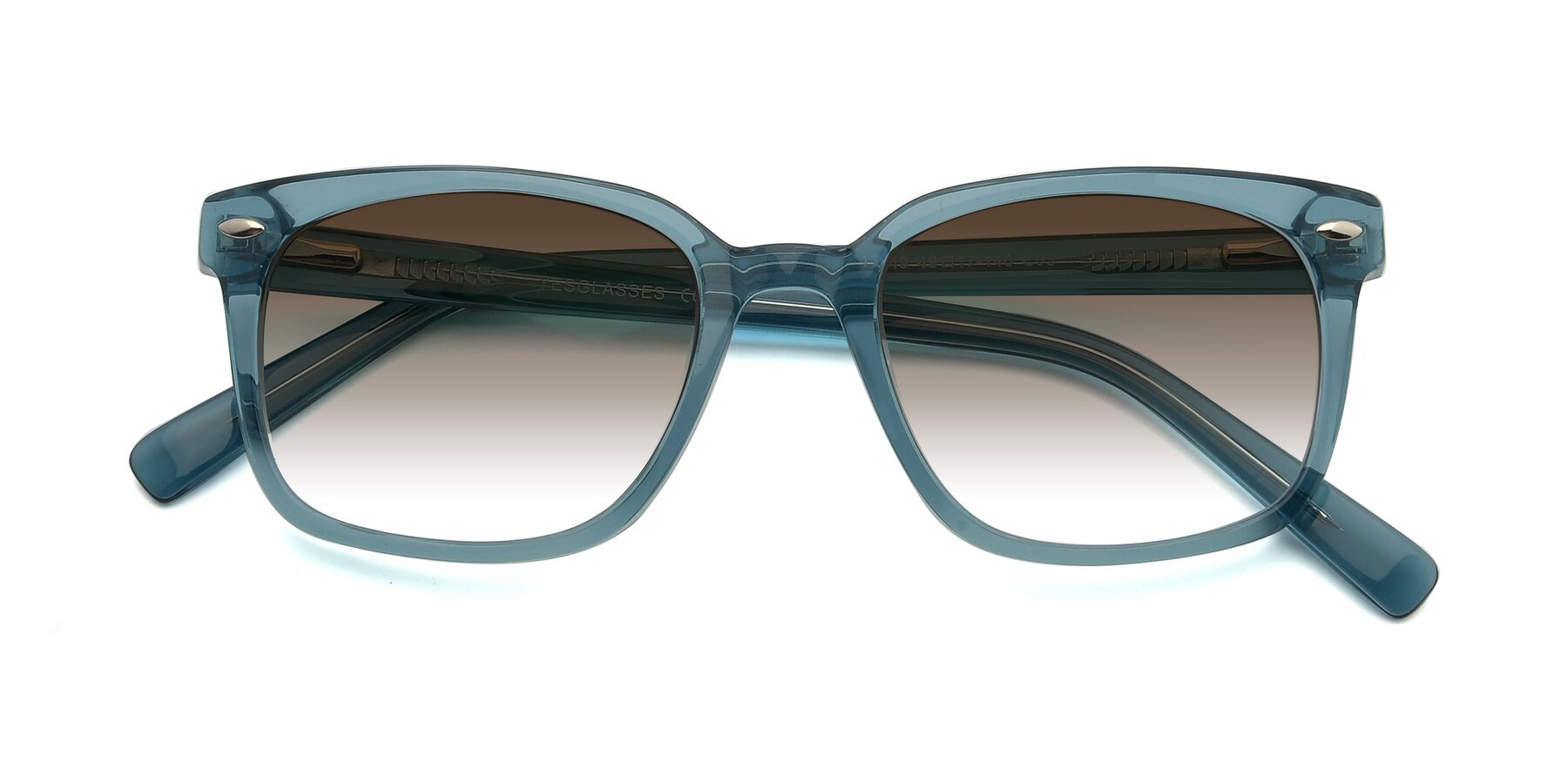 Folded Front of 17349 in Transparent Cyan with Brown Gradient Lenses