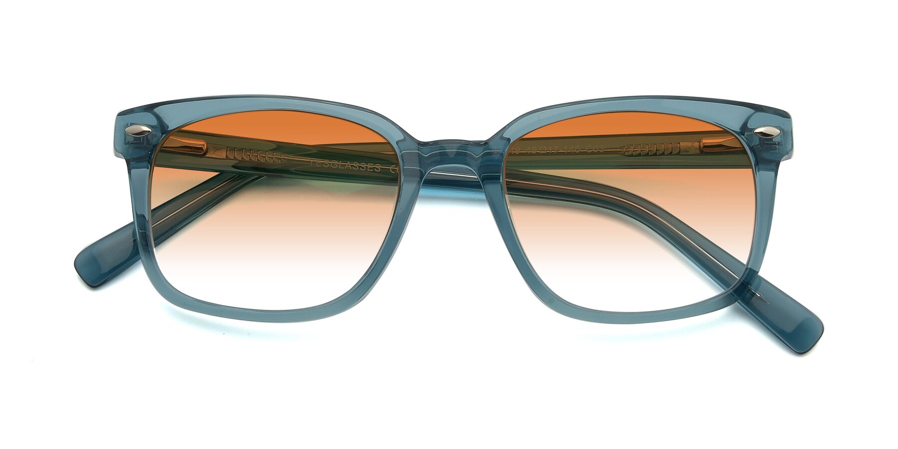 Folded Front of 17349 in Transparent Cyan with Orange Gradient Lenses
