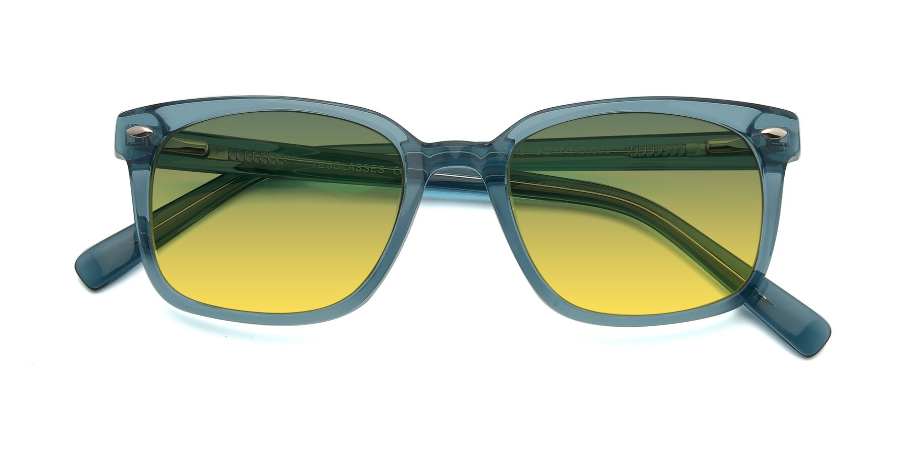 Folded Front of 17349 in Transparent Cyan with Green / Yellow Gradient Lenses