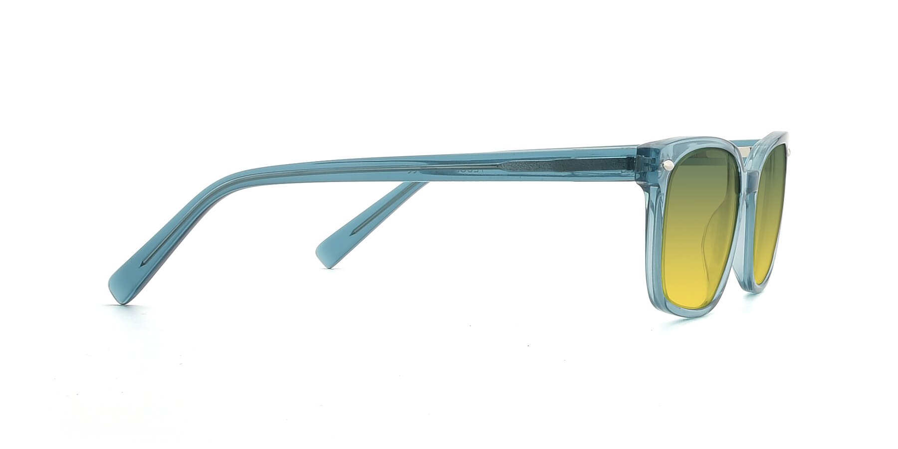 Side of 17349 in Transparent Cyan with Green / Yellow Gradient Lenses