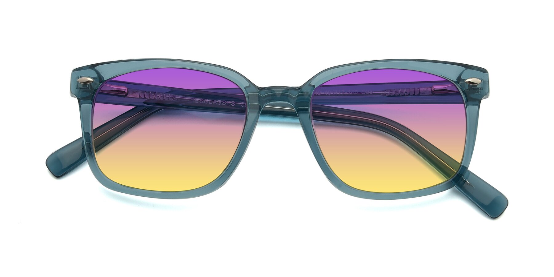 Folded Front of 17349 in Transparent Cyan with Purple / Yellow Gradient Lenses