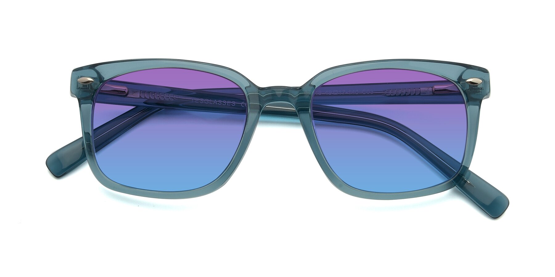 Folded Front of 17349 in Transparent Cyan with Purple / Blue Gradient Lenses