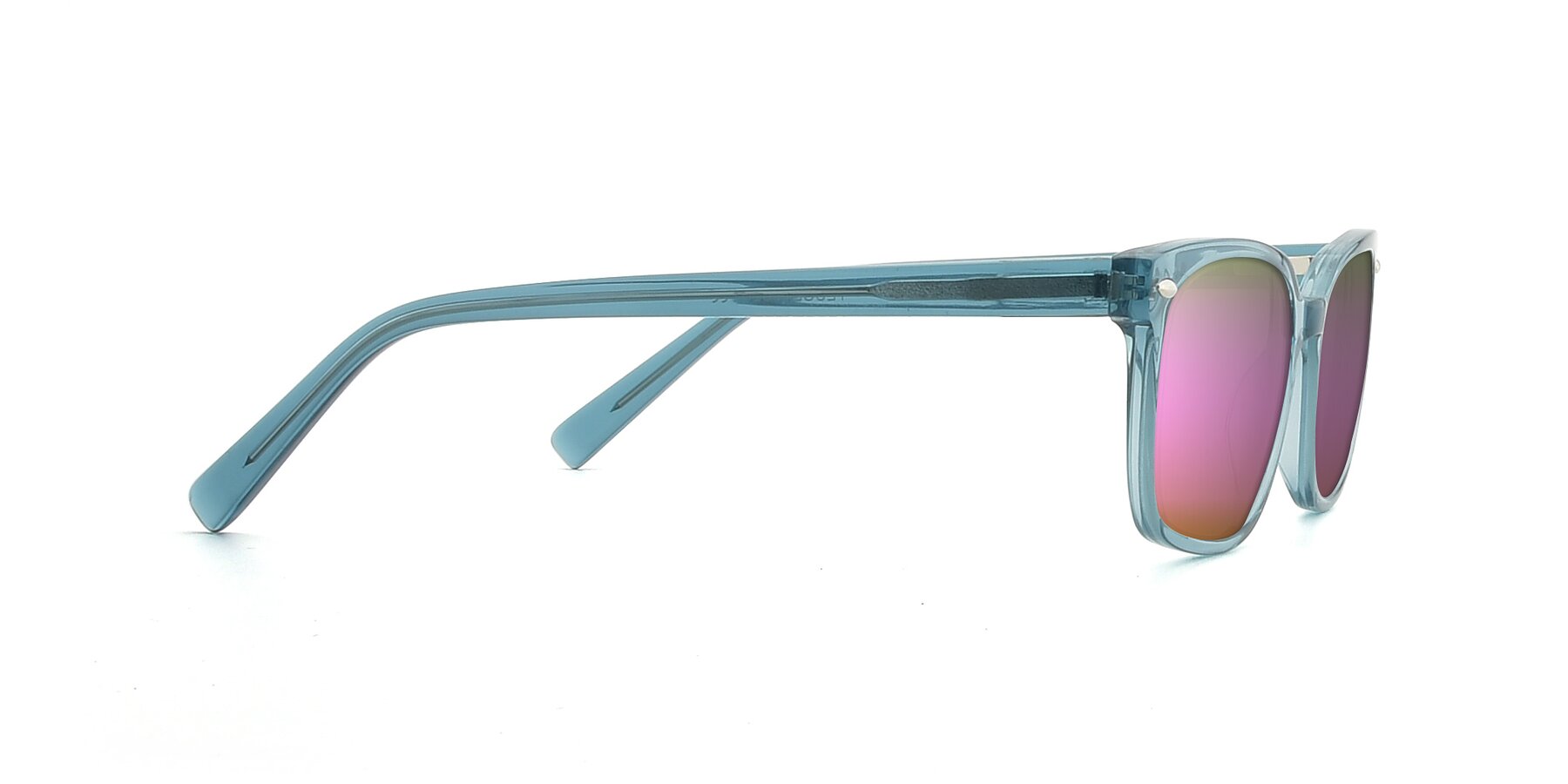 Side of 17349 in Transparent Cyan with Pink Mirrored Lenses