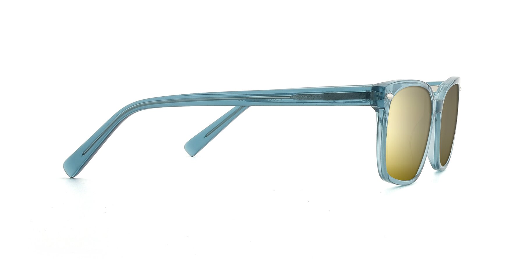 Side of 17349 in Transparent Cyan with Gold Mirrored Lenses