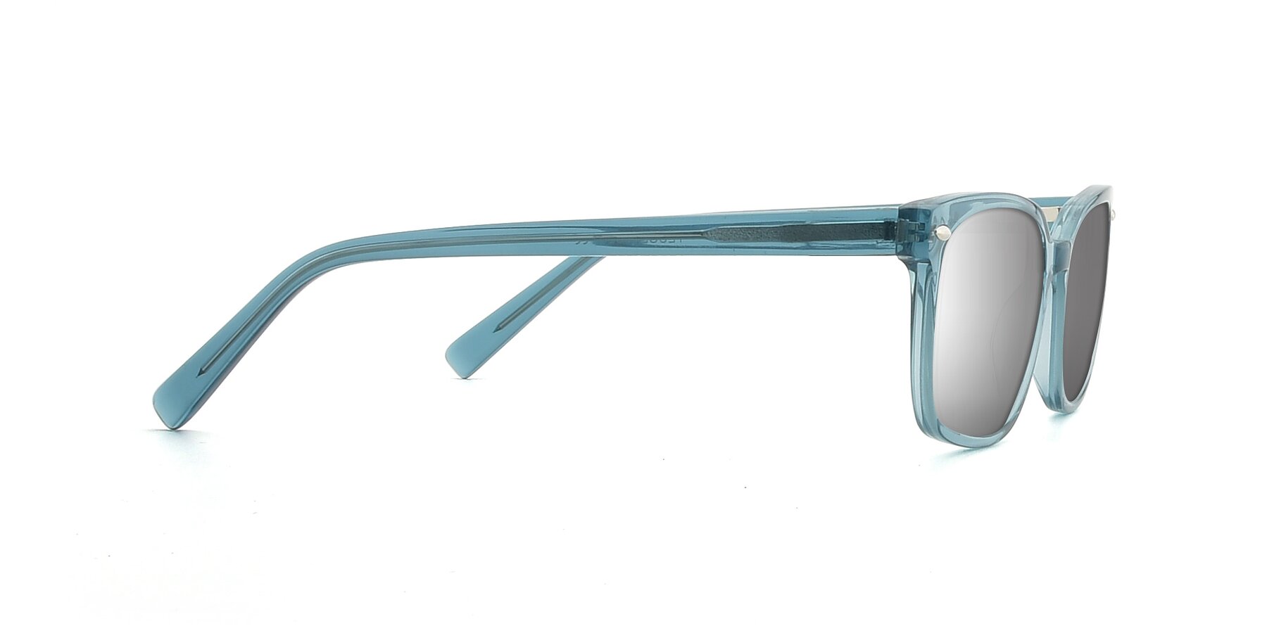 Side of 17349 in Transparent Cyan with Silver Mirrored Lenses