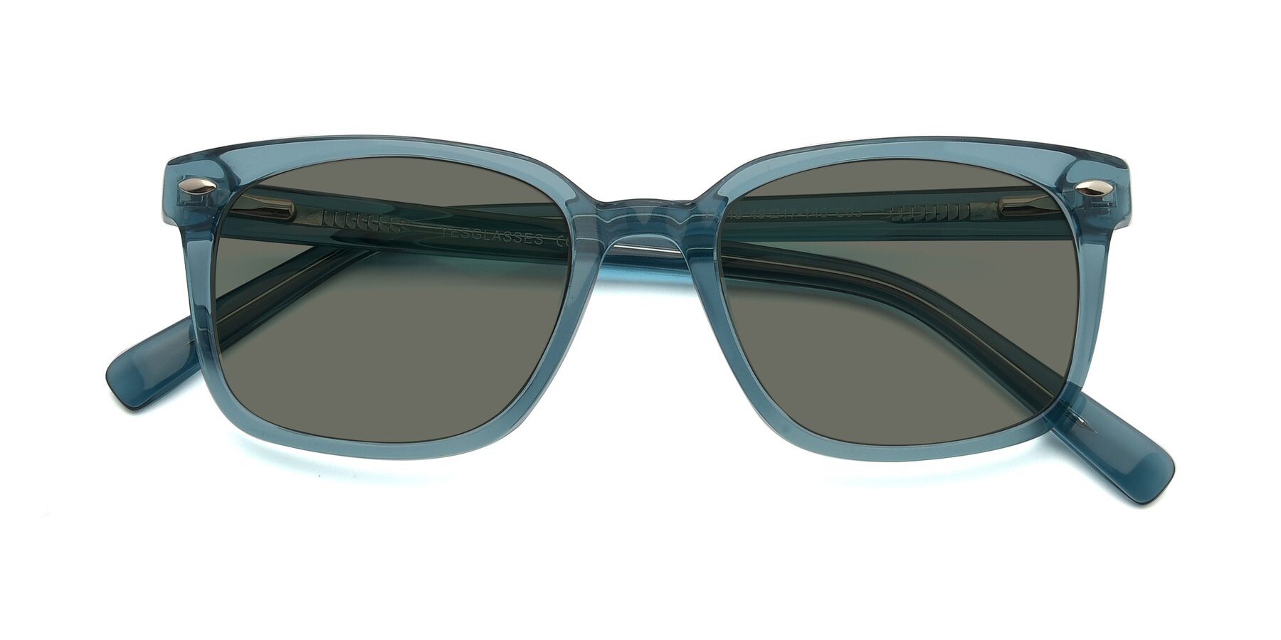 Folded Front of 17349 in Transparent Cyan with Gray Polarized Lenses