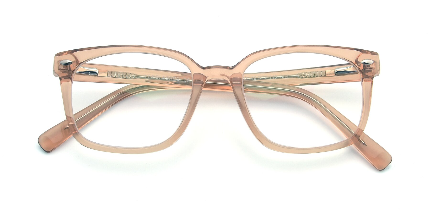 Folded Front of 17349 in Transparent Caramel with Clear Eyeglass Lenses