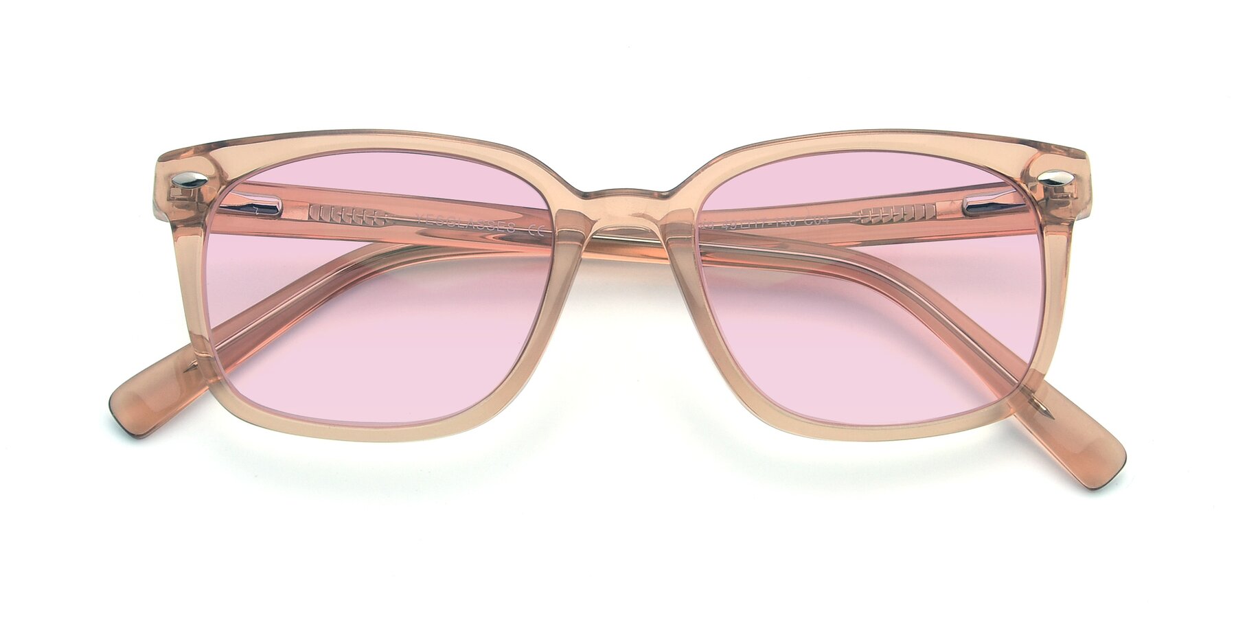 Folded Front of 17349 in Transparent Caramel with Light Pink Tinted Lenses