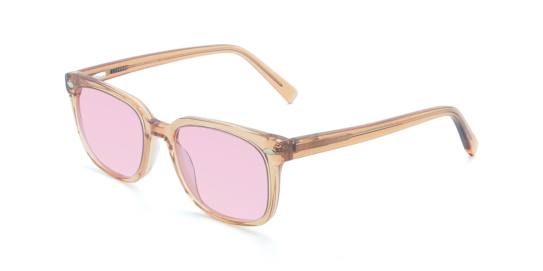 Angle of 17349 in Transparent Caramel with Light Pink Tinted Lenses