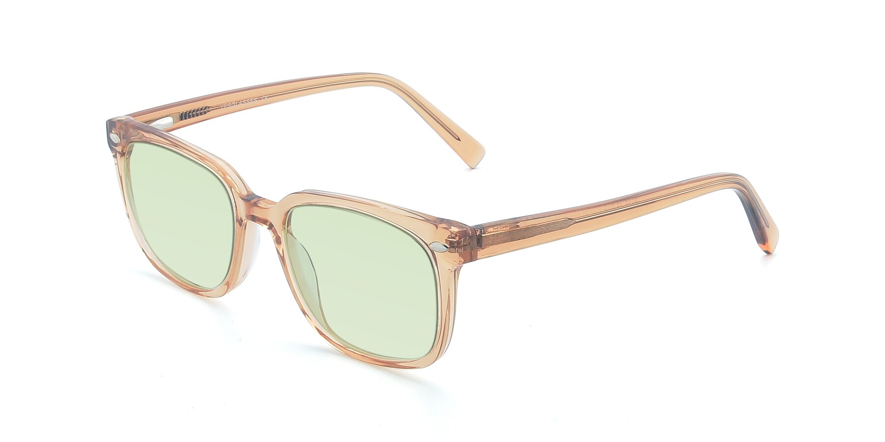 Angle of 17349 in Transparent Caramel with Light Green Tinted Lenses