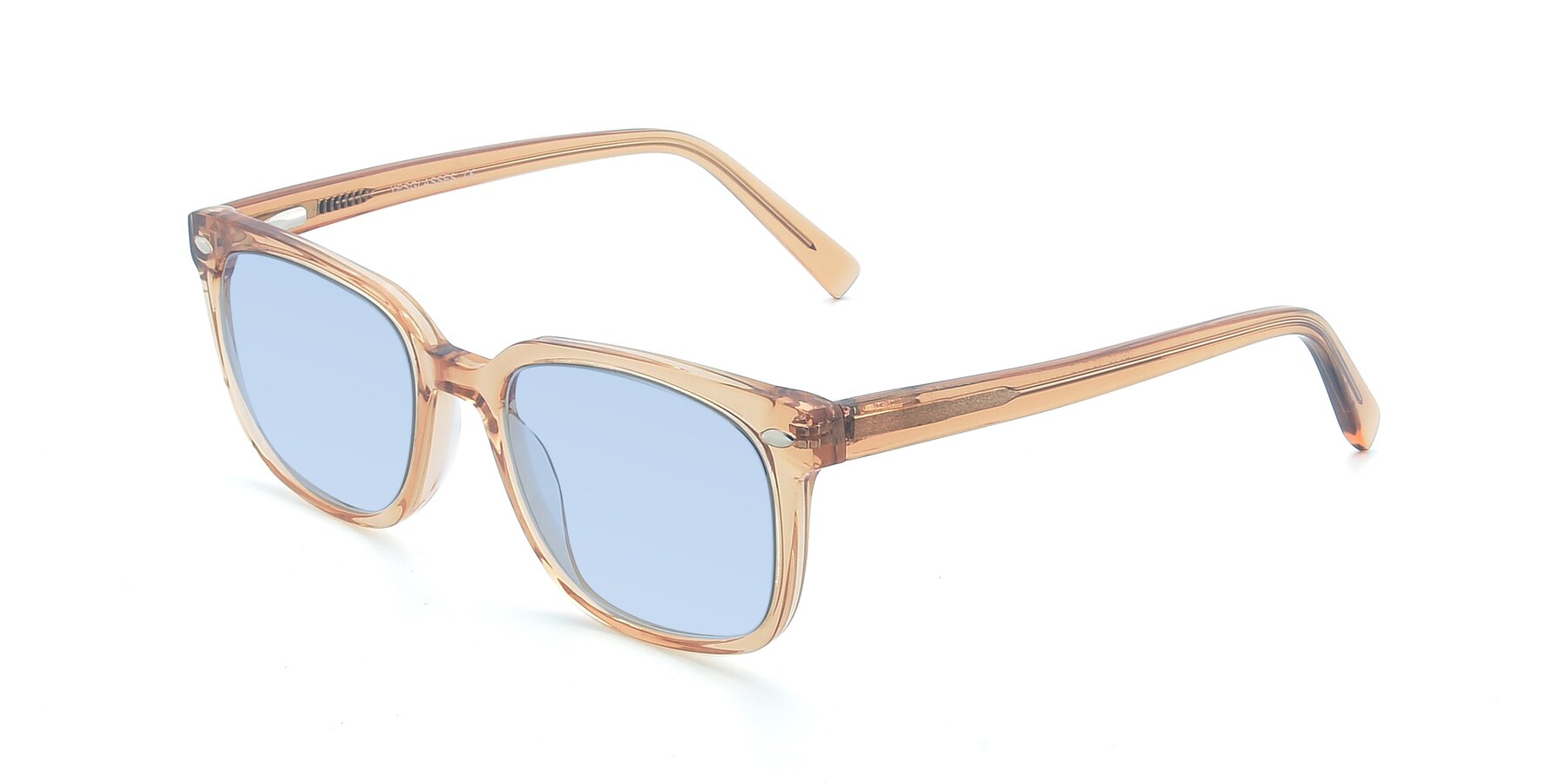 Angle of 17349 in Transparent Caramel with Light Blue Tinted Lenses