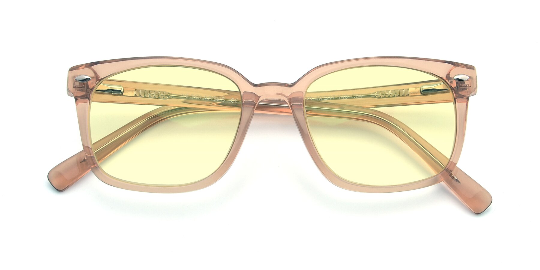 Folded Front of 17349 in Transparent Caramel with Light Yellow Tinted Lenses