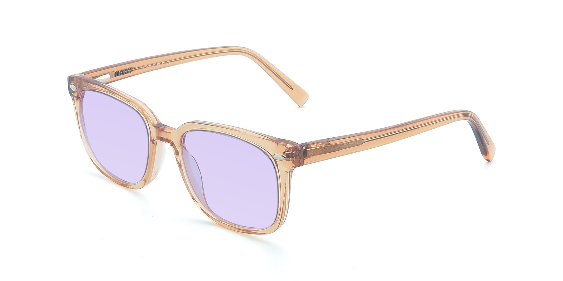 Angle of 17349 in Transparent Caramel with Light Purple Tinted Lenses