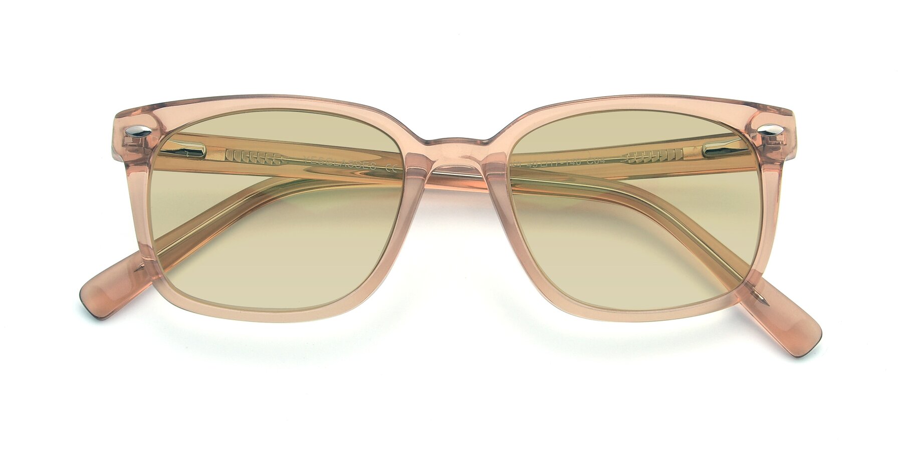 Folded Front of 17349 in Transparent Caramel with Light Champagne Tinted Lenses