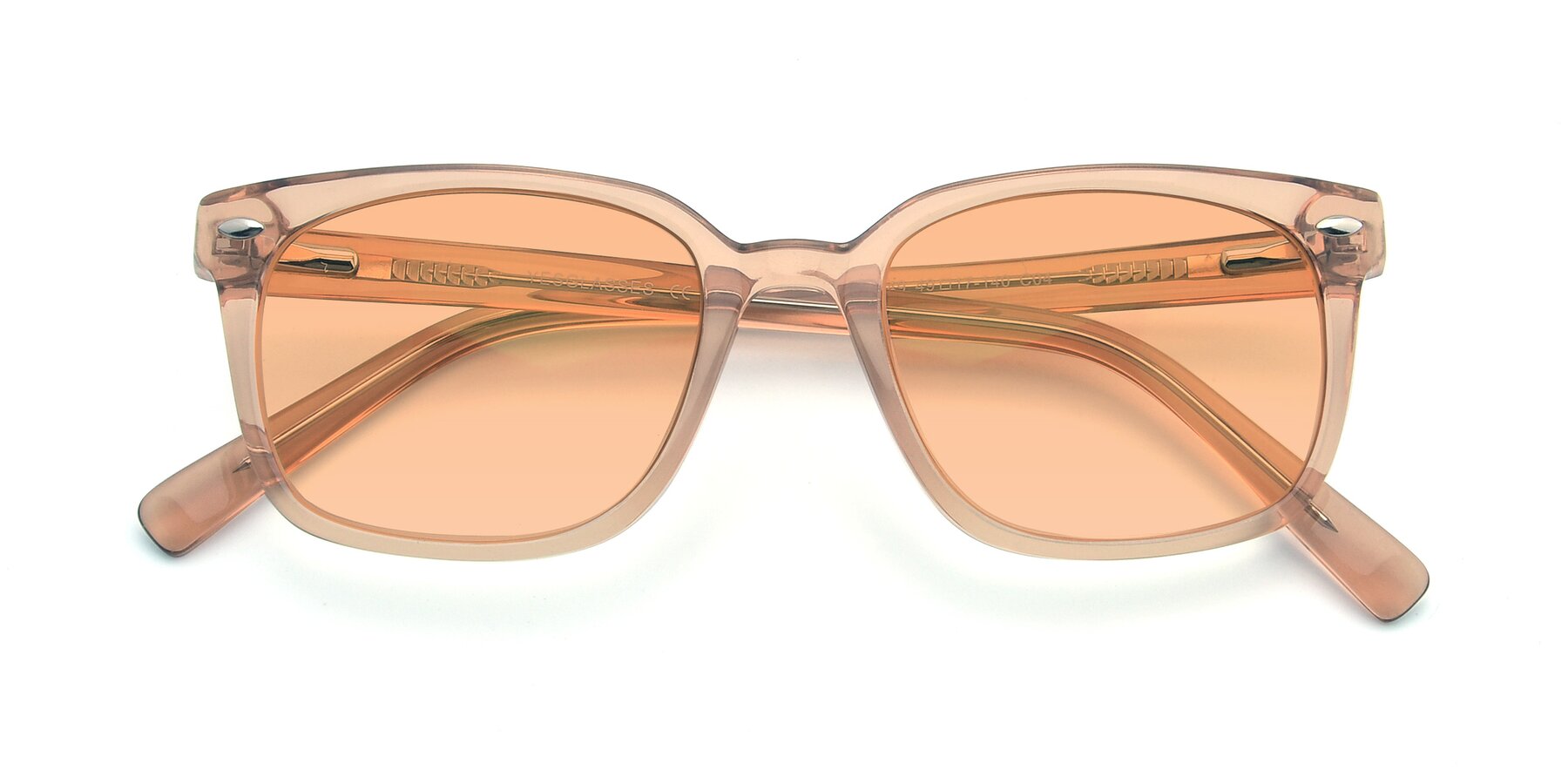 Folded Front of 17349 in Transparent Caramel with Light Orange Tinted Lenses