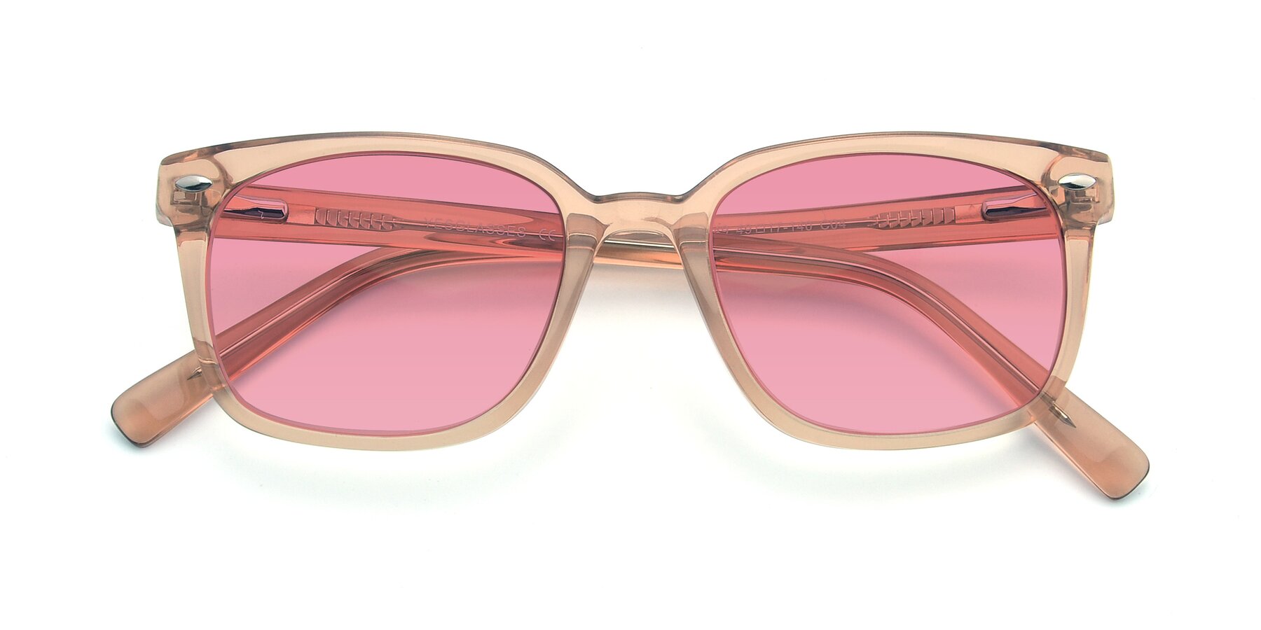 Folded Front of 17349 in Transparent Caramel with Pink Tinted Lenses