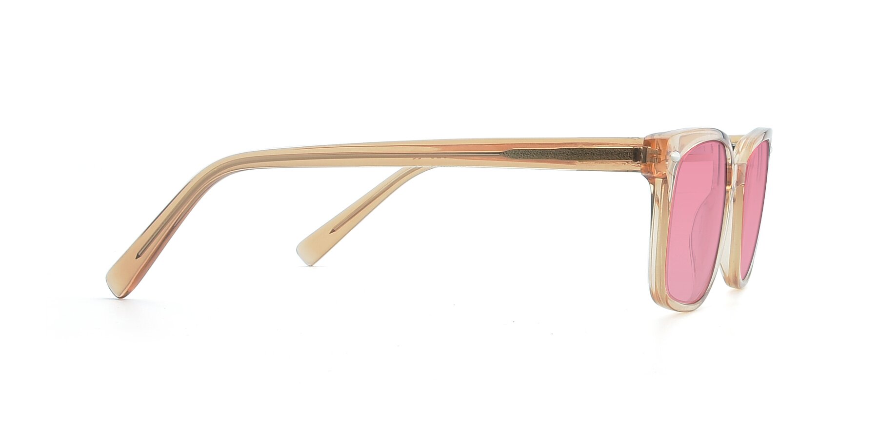 Side of 17349 in Transparent Caramel with Pink Tinted Lenses