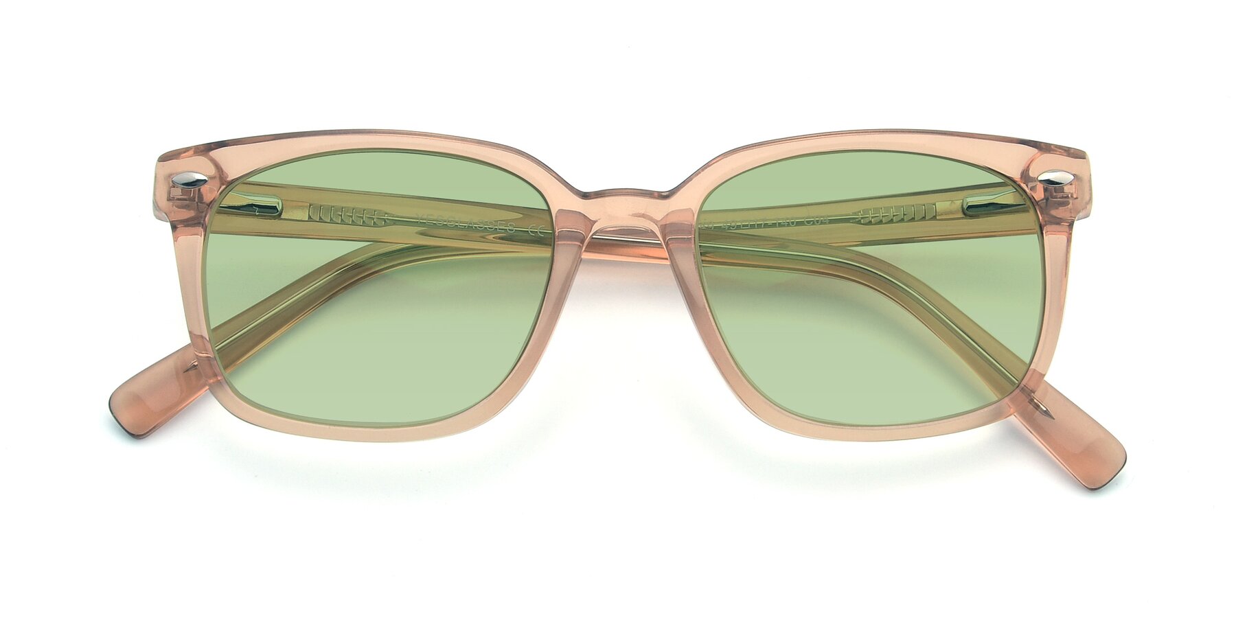 Folded Front of 17349 in Transparent Caramel with Medium Green Tinted Lenses