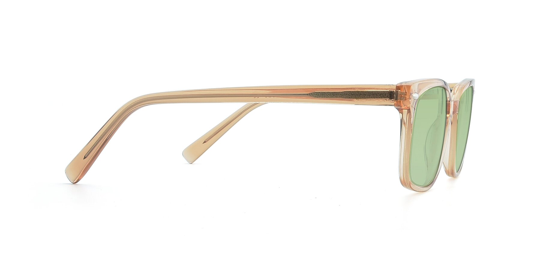 Side of 17349 in Transparent Caramel with Medium Green Tinted Lenses