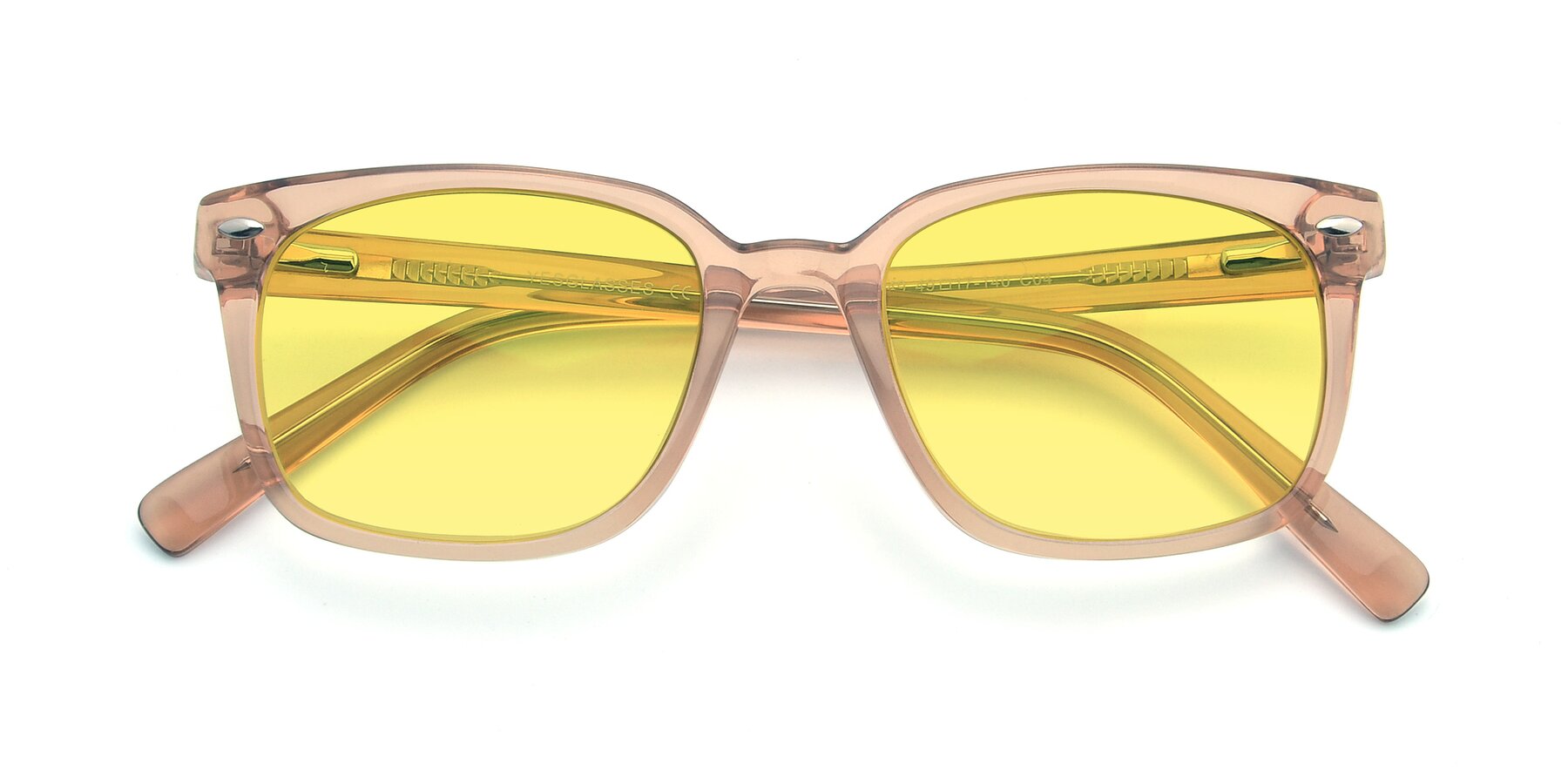 Folded Front of 17349 in Transparent Caramel with Medium Yellow Tinted Lenses