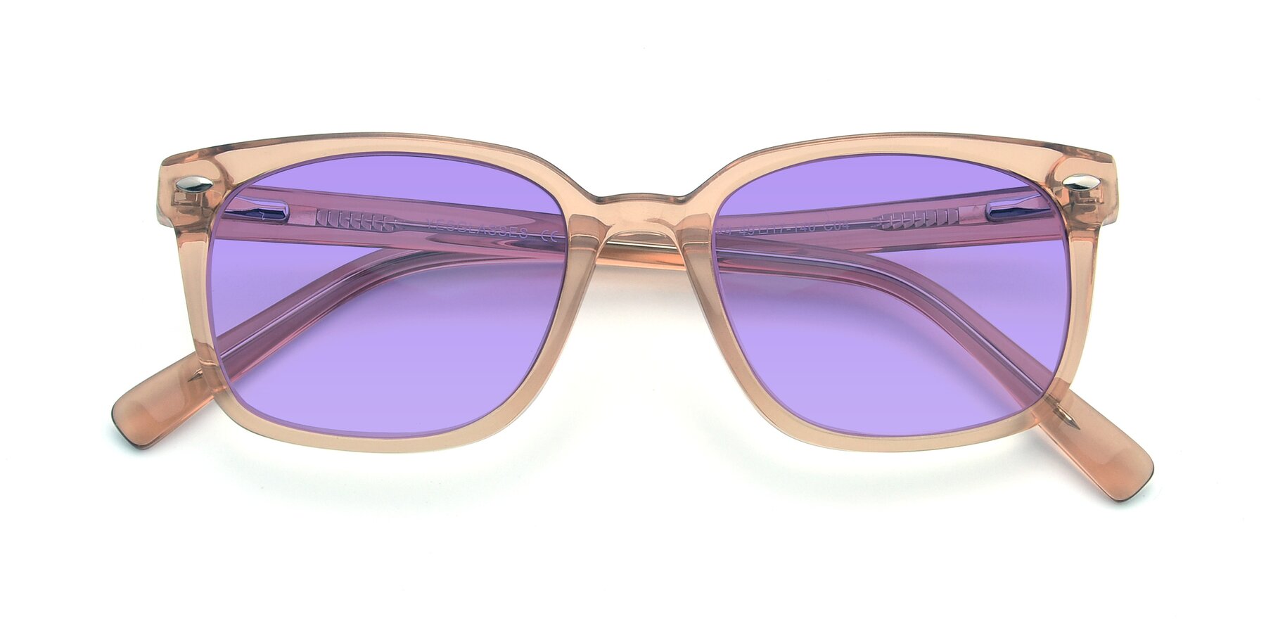 Folded Front of 17349 in Transparent Caramel with Medium Purple Tinted Lenses