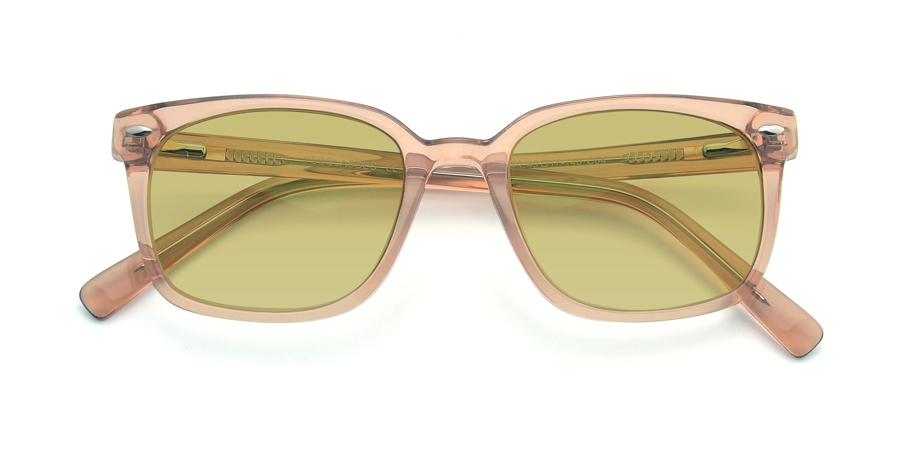 Folded Front of 17349 in Transparent Caramel with Medium Champagne Tinted Lenses