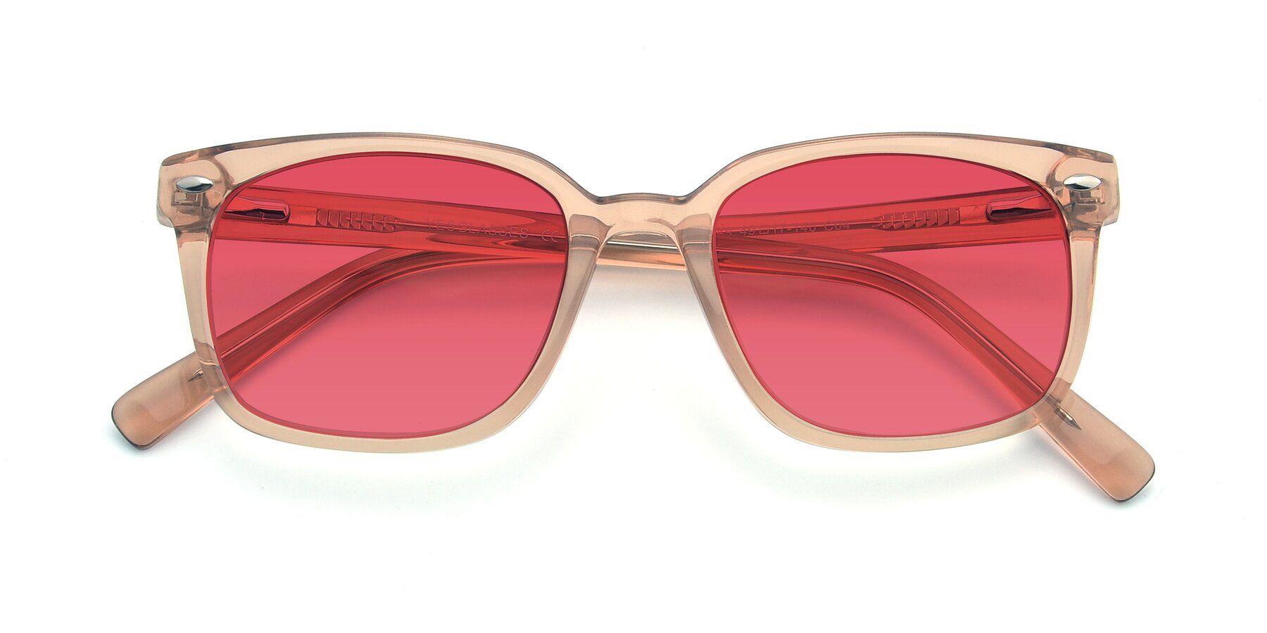 Folded Front of 17349 in Transparent Caramel with Red Tinted Lenses