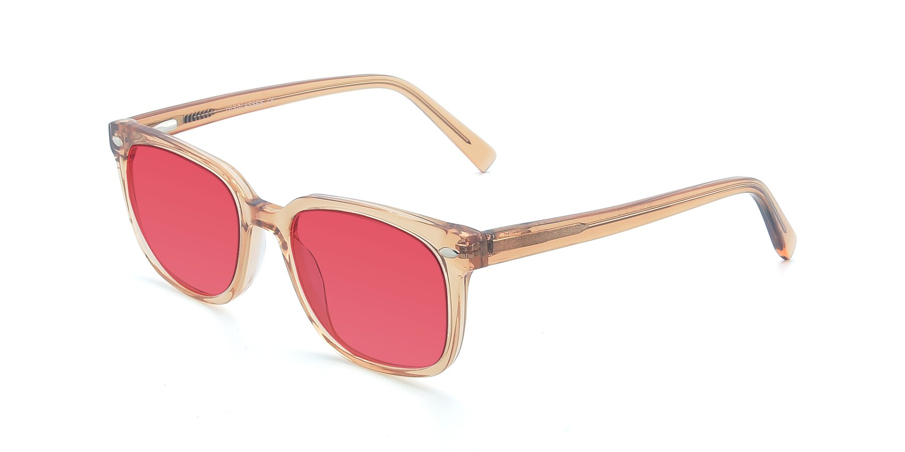 Angle of 17349 in Transparent Caramel with Red Tinted Lenses