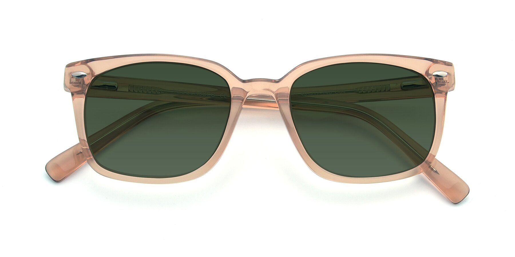 Folded Front of 17349 in Transparent Caramel with Green Tinted Lenses