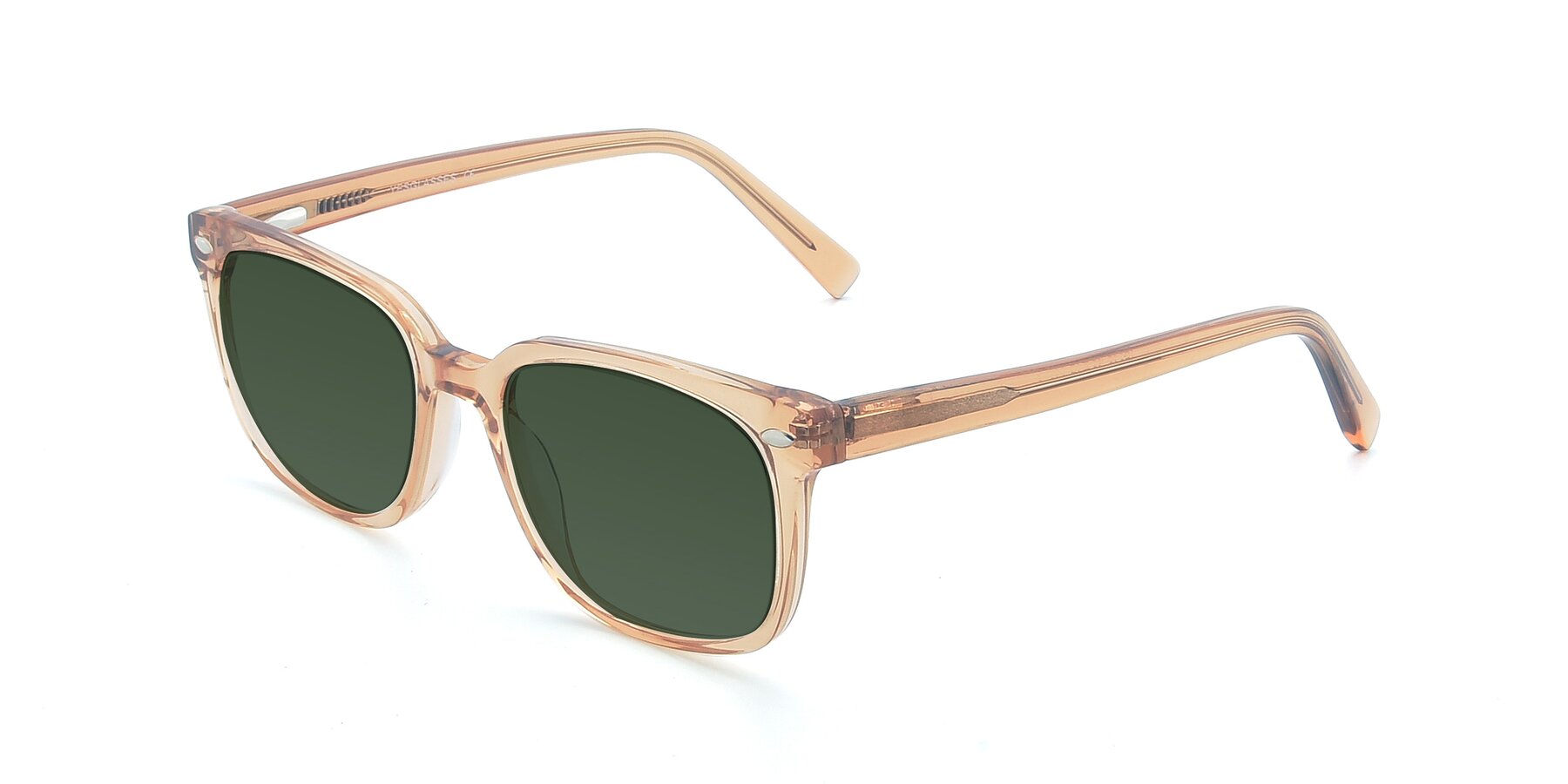 Angle of 17349 in Transparent Caramel with Green Tinted Lenses