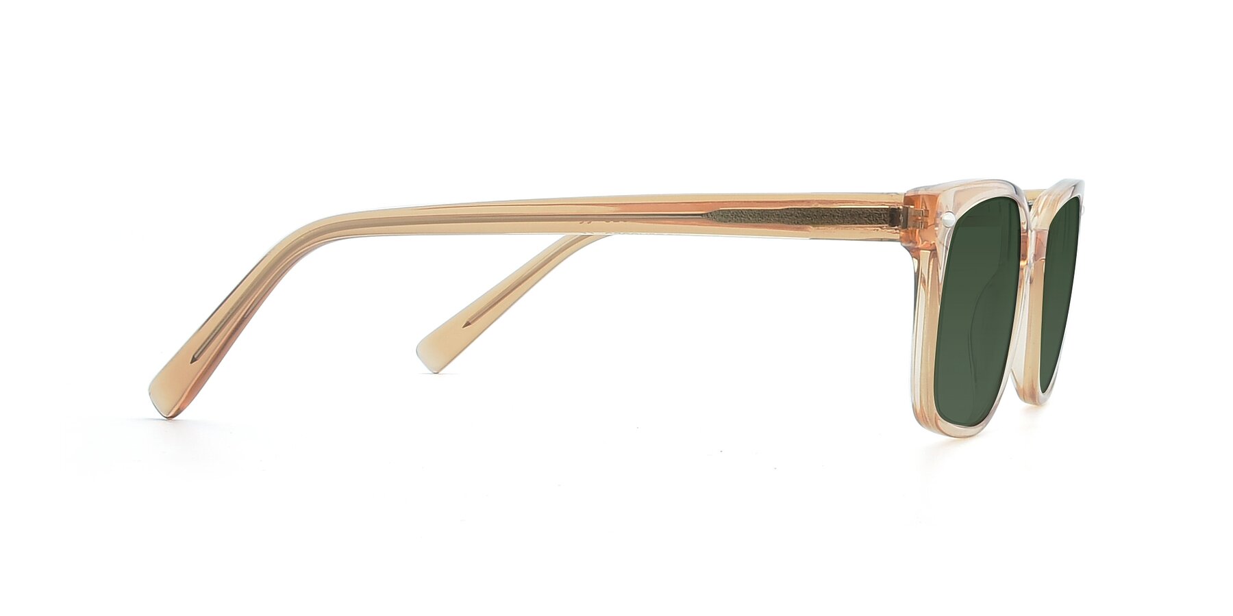 Side of 17349 in Transparent Caramel with Green Tinted Lenses