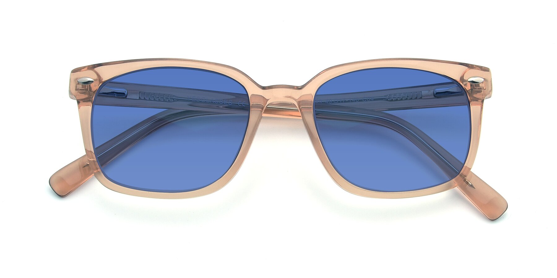 Folded Front of 17349 in Transparent Caramel with Blue Tinted Lenses