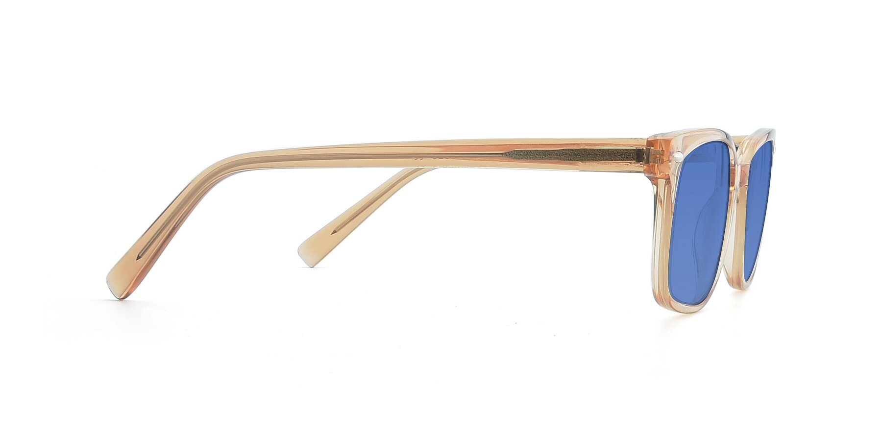 Side of 17349 in Transparent Caramel with Blue Tinted Lenses