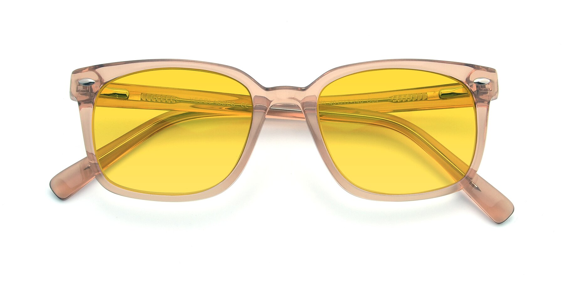 Folded Front of 17349 in Transparent Caramel with Yellow Tinted Lenses