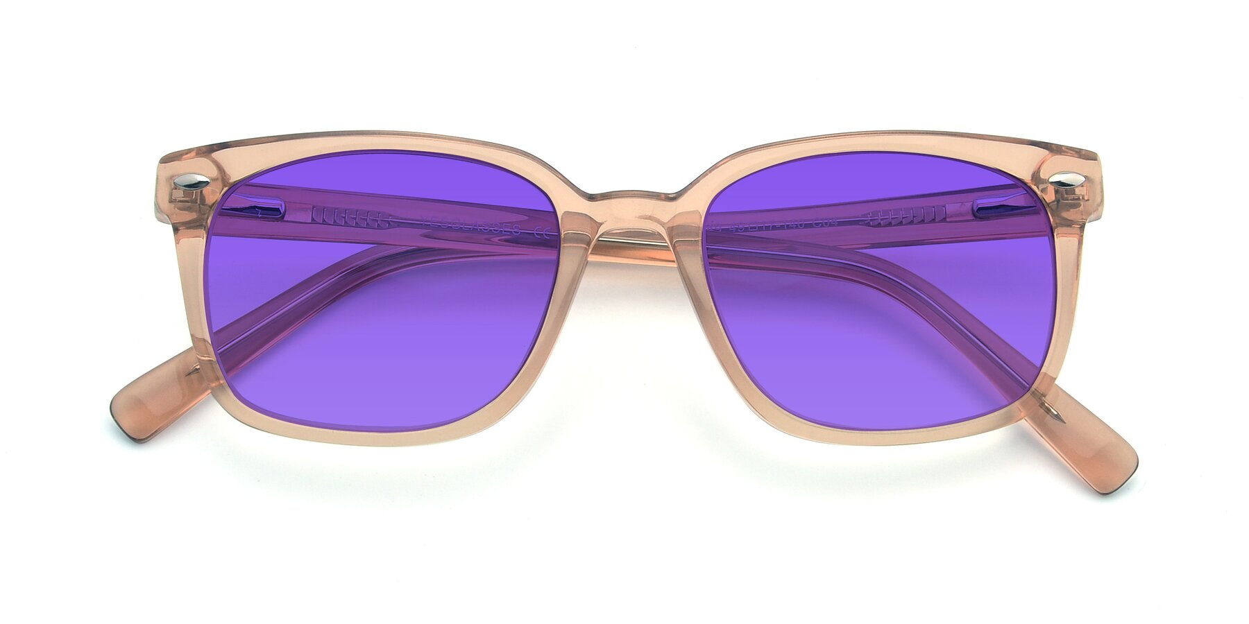 Folded Front of 17349 in Transparent Caramel with Purple Tinted Lenses