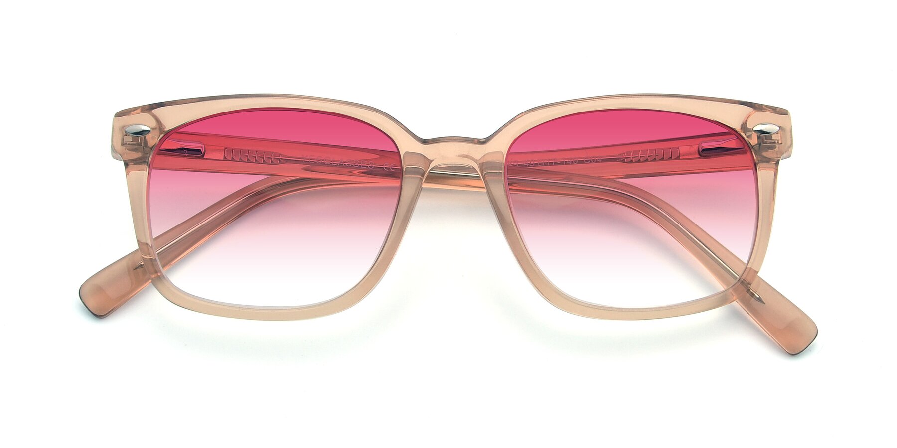 Folded Front of 17349 in Transparent Caramel with Pink Gradient Lenses