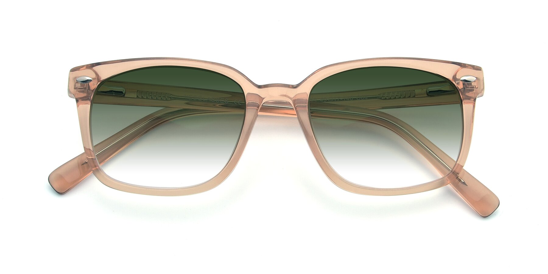 Folded Front of 17349 in Transparent Caramel with Green Gradient Lenses