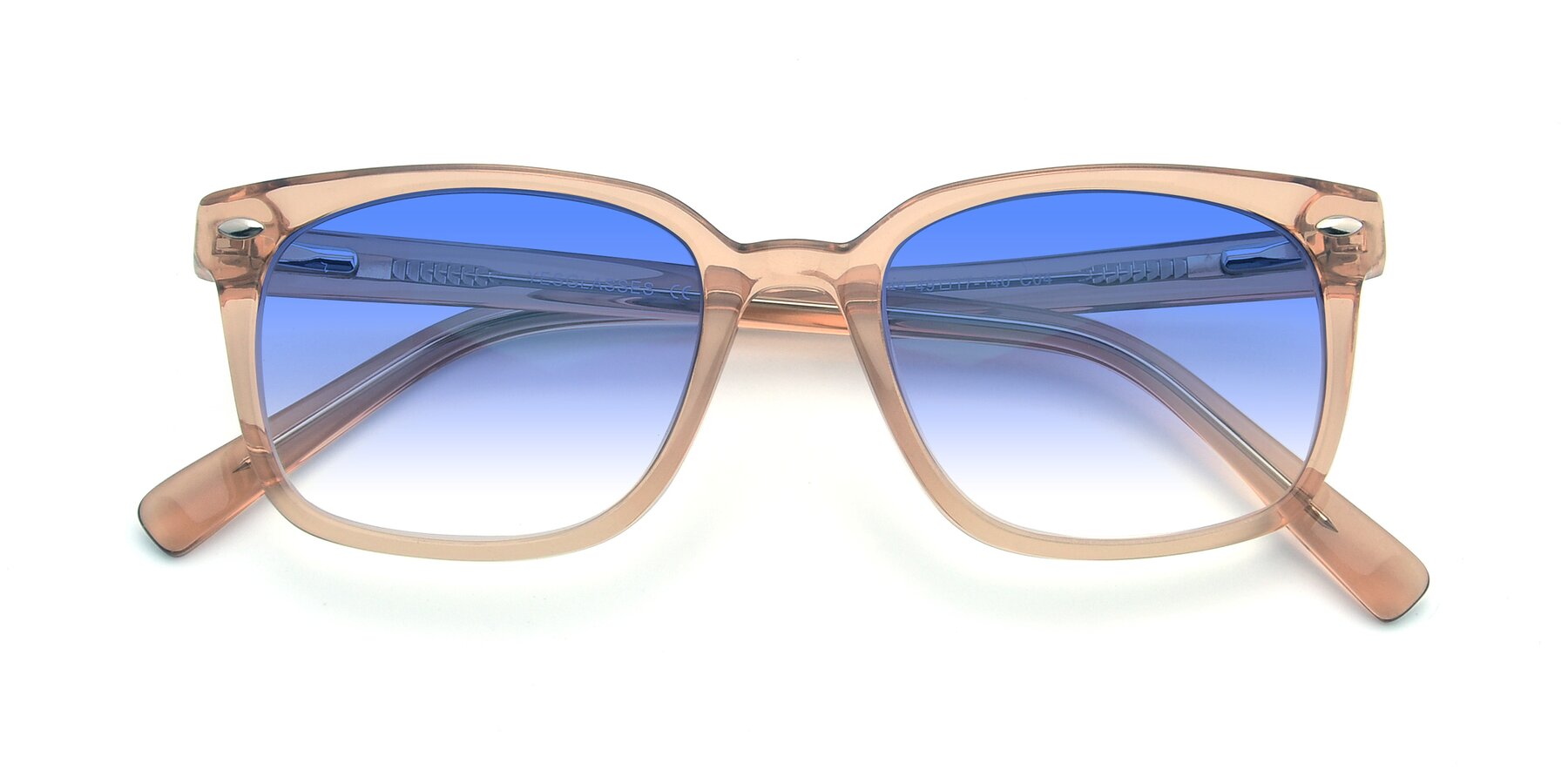 Folded Front of 17349 in Transparent Caramel with Blue Gradient Lenses