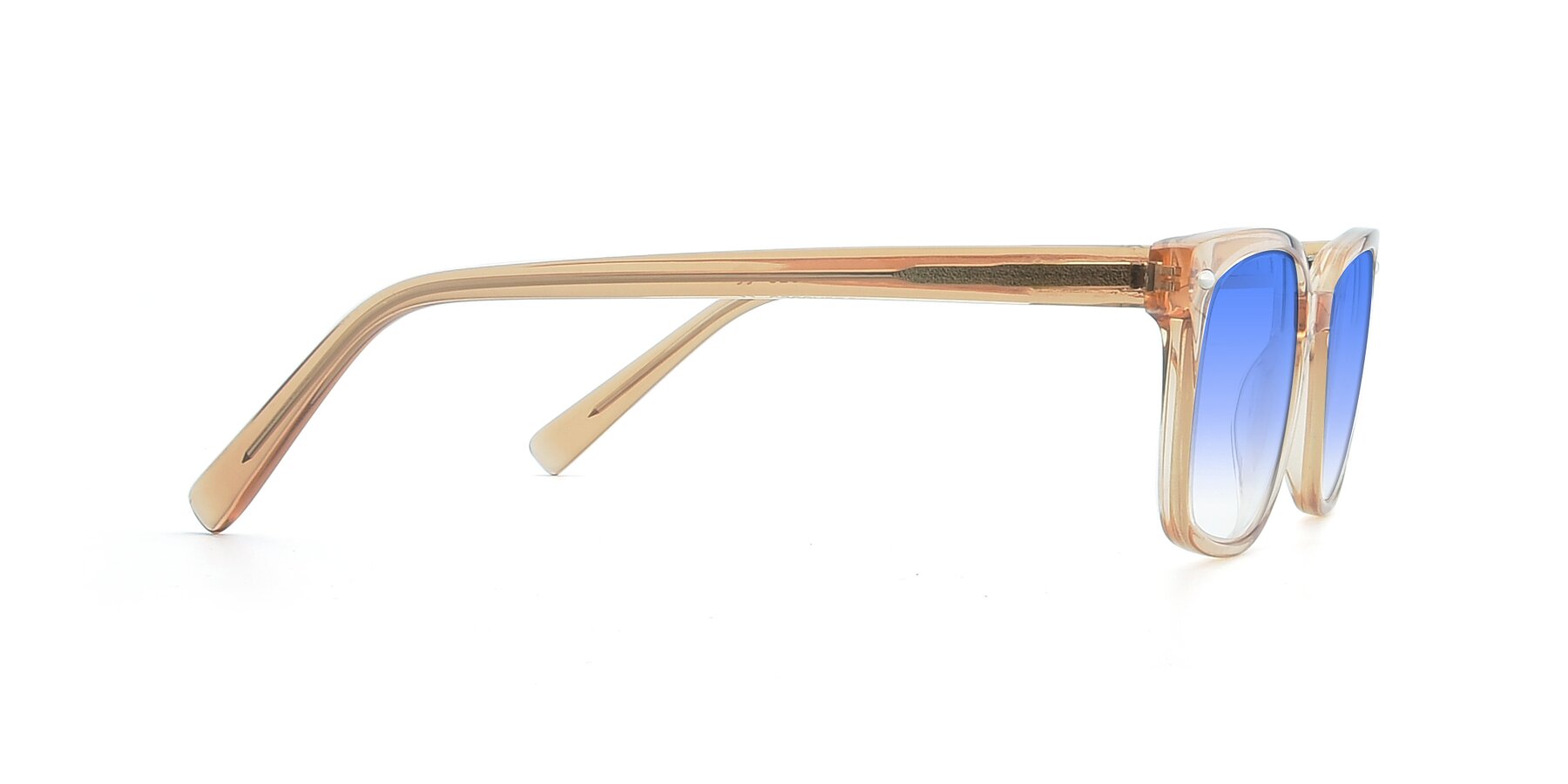 Side of 17349 in Transparent Caramel with Blue Gradient Lenses