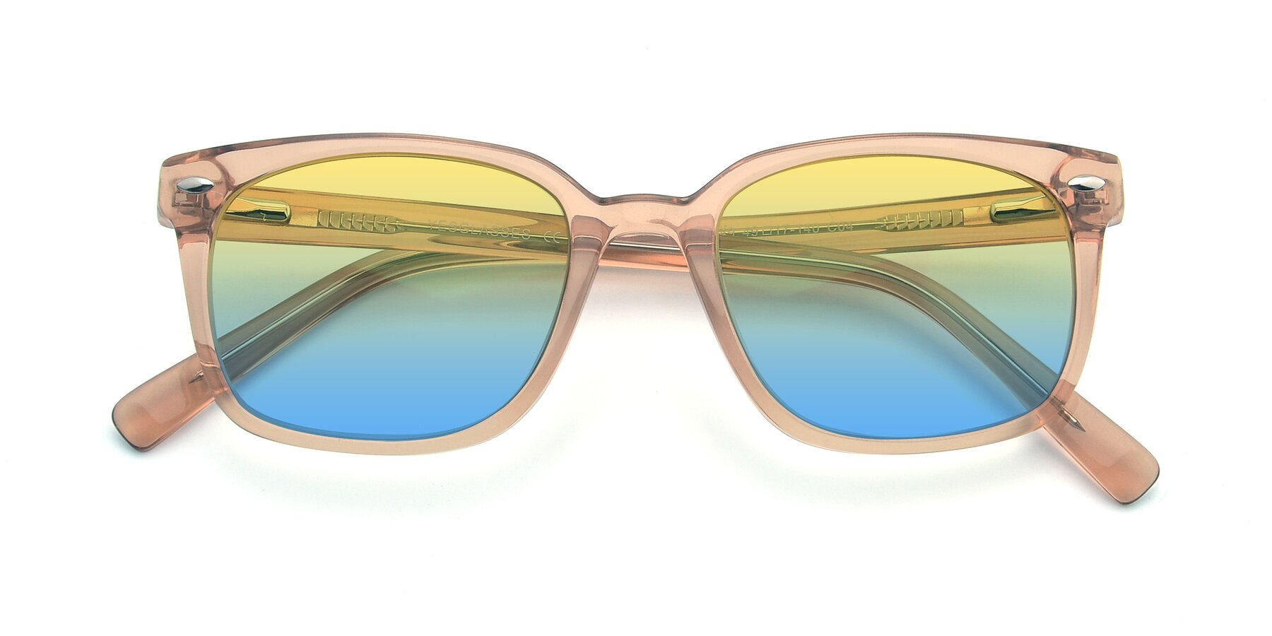 Folded Front of 17349 in Transparent Caramel with Yellow / Blue Gradient Lenses