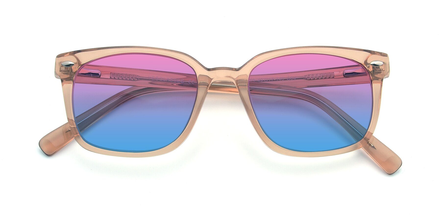 Folded Front of 17349 in Transparent Caramel with Pink / Blue Gradient Lenses